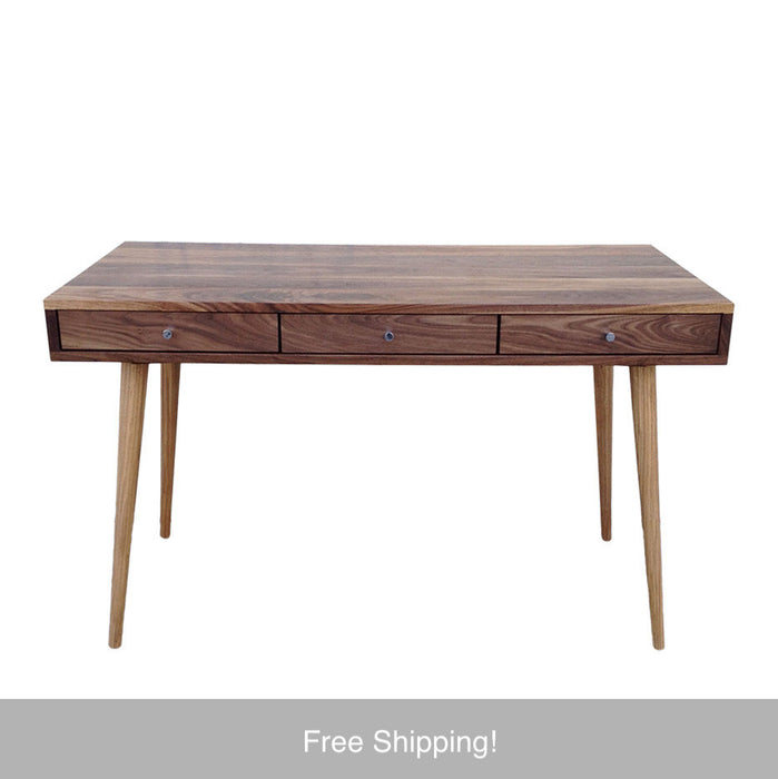 Mid Century Desk with Cord Management with Wood Drawers