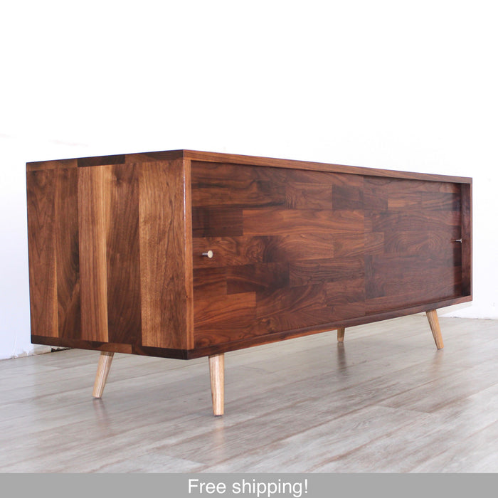 Low Walnut Mid Century Media Console