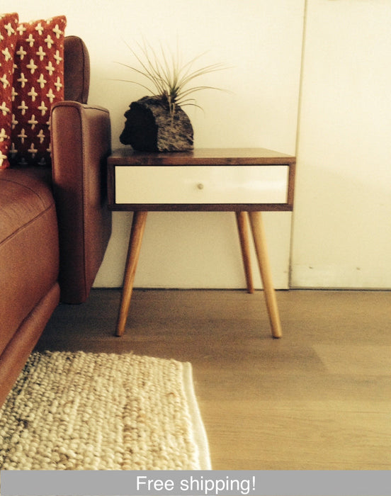 Mid Century Side Table With Drawer