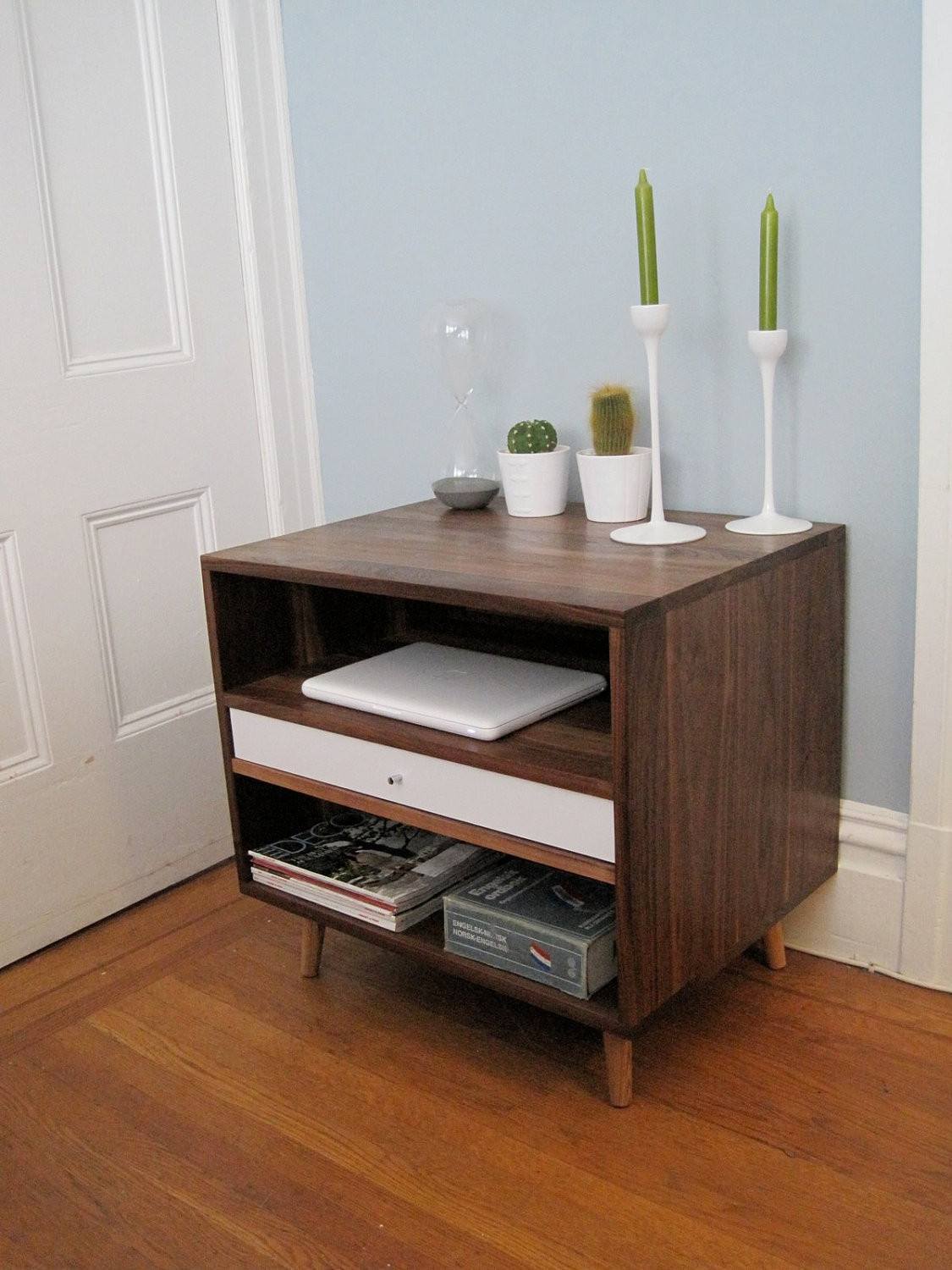 Mid Century Solid Walnut Bedside Storage Cabinet - JeremiahCollection