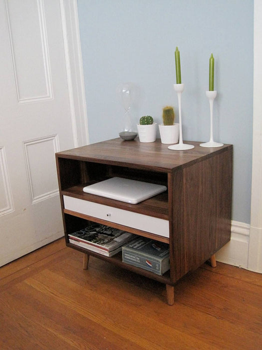 Mid Century Solid Walnut Bedside Storage Cabinet - JeremiahCollection